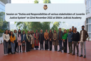 Session on "Duties and Responsibilities of various stakeholders of Juvenile Justice System" for Officers under Social Welfare Department; District Child Protection Officer; Member of CWC; Members of JJB & Councillors on 21st November 2022 at SJA