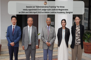 Session on “Administrative Training” for three newly appointed Civil Judge-cum-Judicial Magistrates on 25th and 26th April 2023 at SJA
